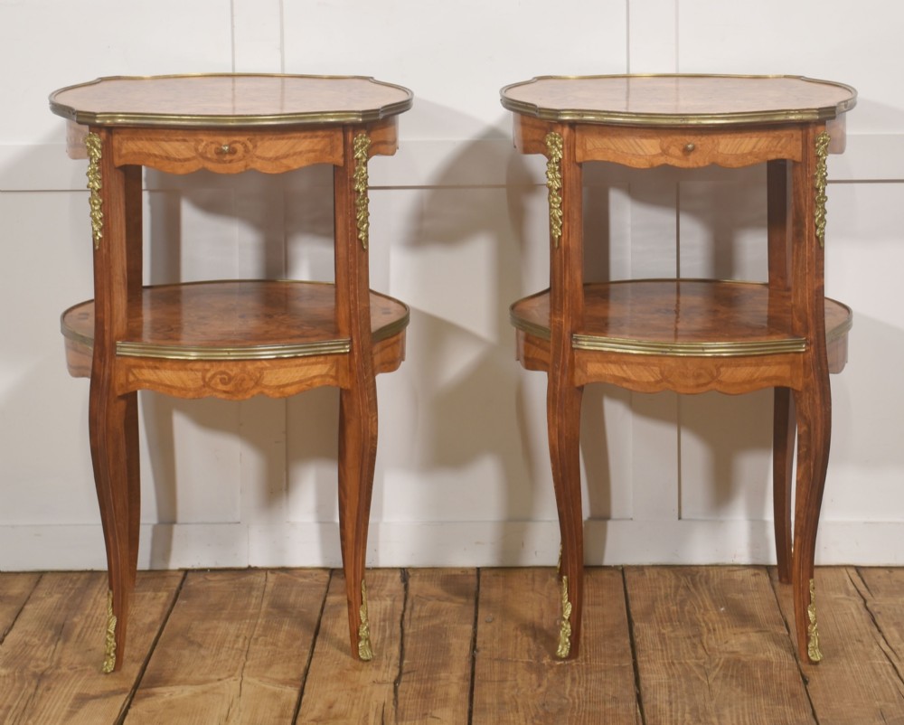 Pair Of French Louis XV Style Marquetry Side Tables