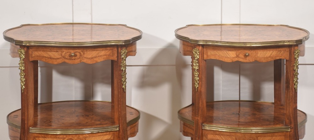 Pair Of French Louis XV Style Marquetry Side Tables View III