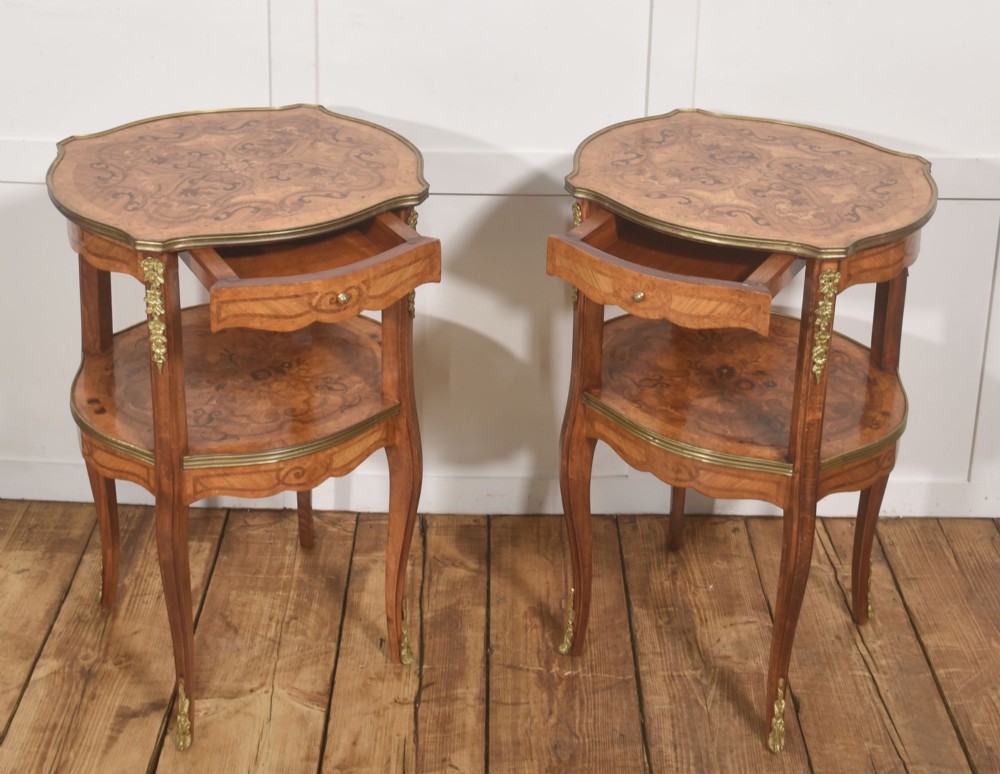 Pair Of French Louis XV Style Marquetry Side Tables View X