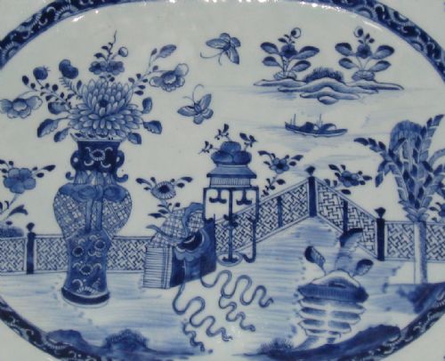fig 1. Large Antique Chinese Blue & White Porcelain Platter circa 1800