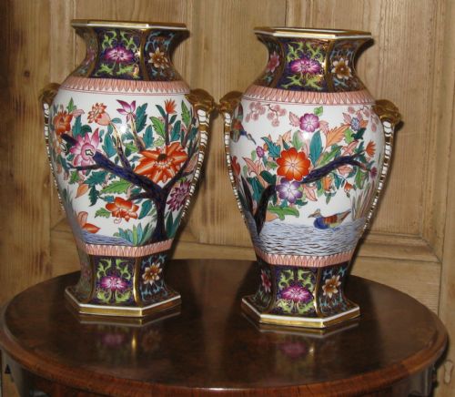 fig 1. TWO FINE ANTIQUE COPELAND CHINA LAMPS circa 1880
