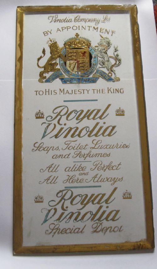 Royal Vinolia Soap Glass Advertising Panel Circa 1910
