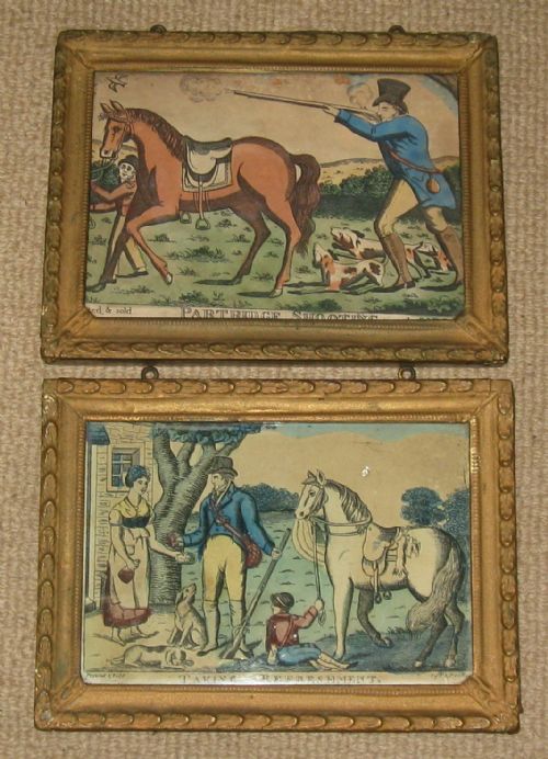 Two Regency Framed Sporting Prints by P & P Gally
taking Refreshment and Partridge Shooting Circa 1820