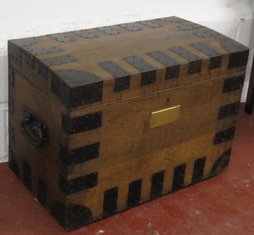 Elkington & Co Metal Bound Oak Silver Chest Circa 1880
