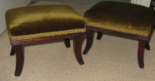 Pair of Regency Mahogany Sabre Leg Footstools Circa 1820
