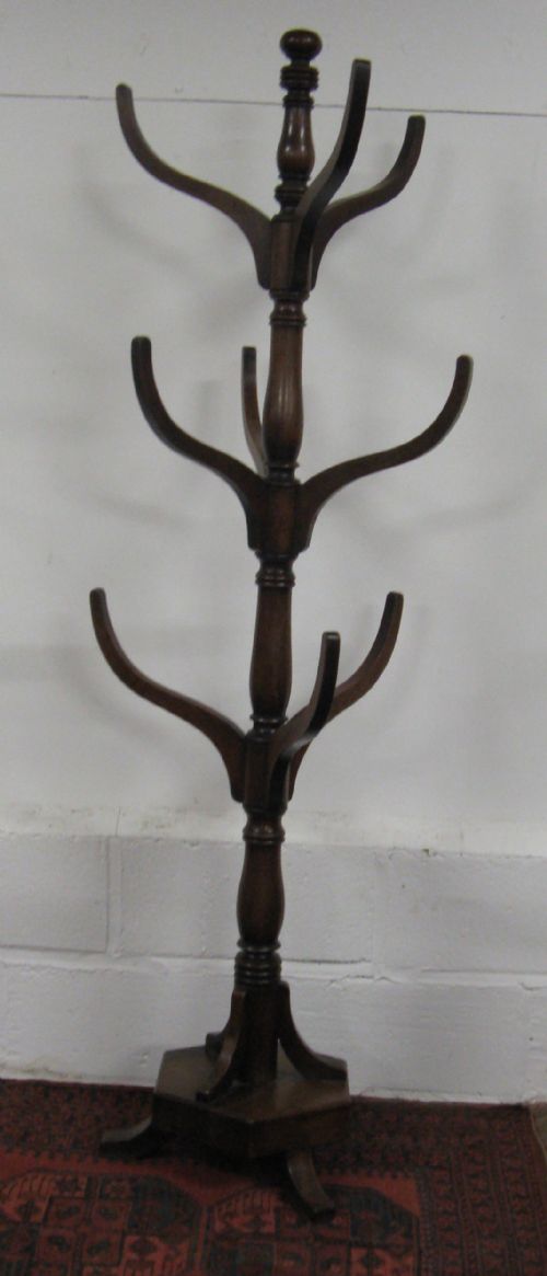 Georgian Mahogany Nine Branch Hat Stand with Weighted Base Circa 1830
