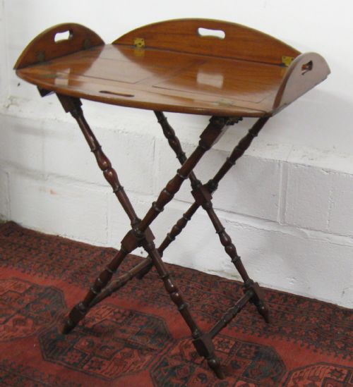 Antique Mahogany Butler's Tray with Folding Sides
on Turned Mahogany Stand Circa 1860