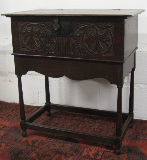 18th Century Oak Bible Box on Later Stand