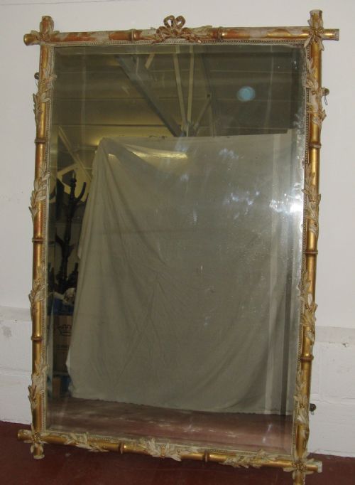 Large Victorian Carved Bamboo Effect Gilt Mirror Circa 1880