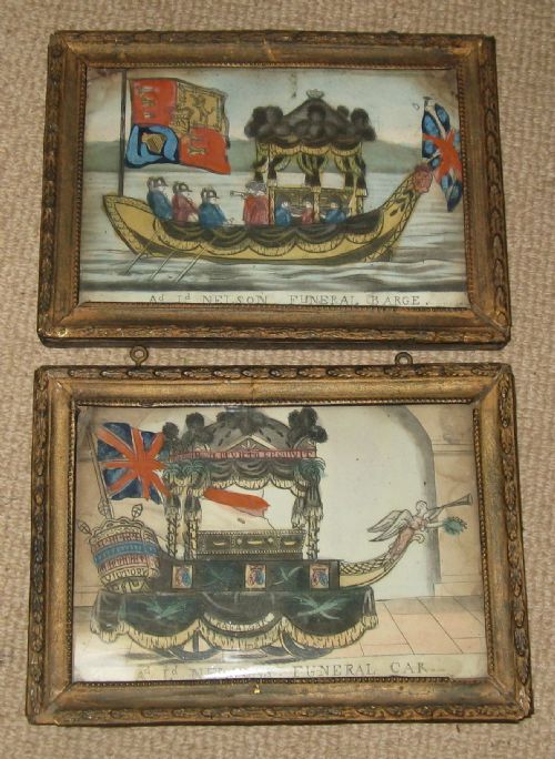 Pair of Framed Hand-tinted Georgian Nelson Prints Circa 1805