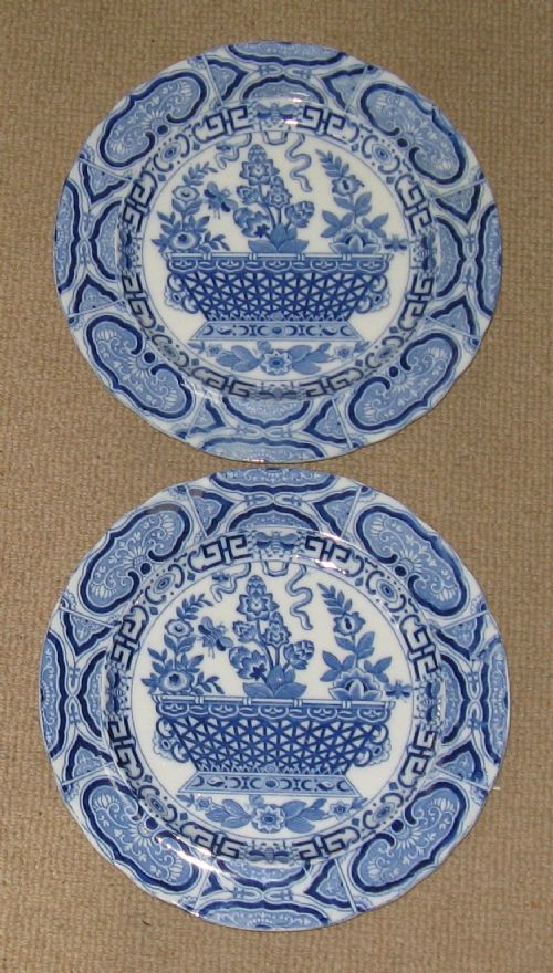 Fine Pair of Antique Blue & White Transfer Printed Plates Circa 1840
