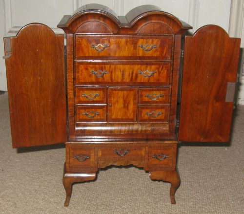 Miniature Walnut Double-domed Table Cabinet Circa 1920