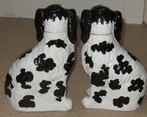 fig 1. Fine Pair of Victorian Staffordshire Black & White Disraeli Dogs circa 1860