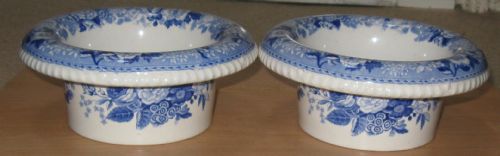 Rare Pair of Spode's Imperial Blue & White Transfer Printed Butter Pans Circa 1820