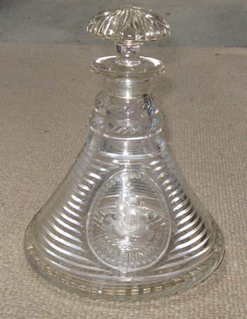 19th Century Cut Glass Ship's Decanter 'Homeward Bound'