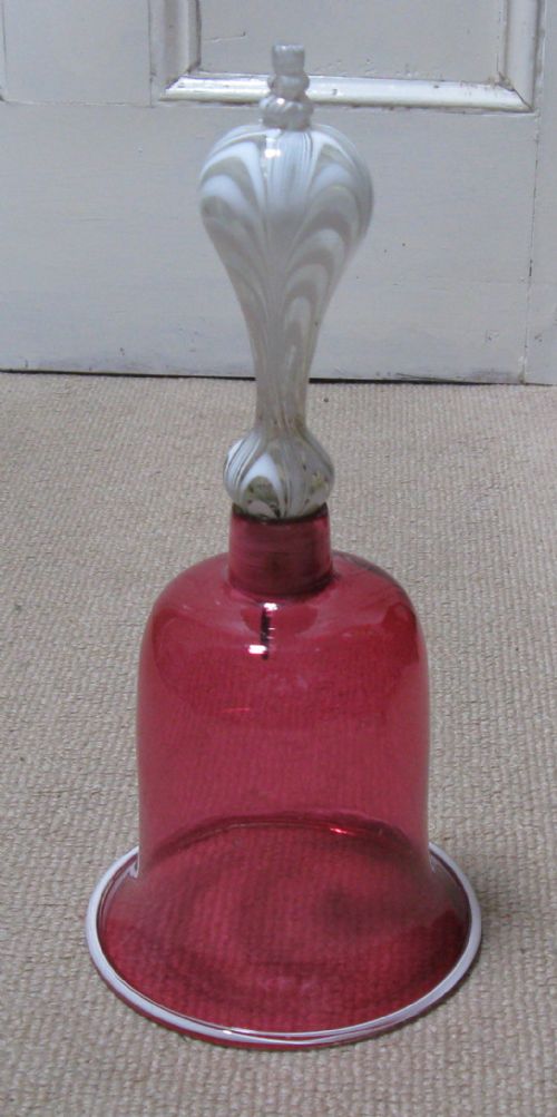 Large Victorian Cranberry & Nailsea Glass Bell Circa 1880