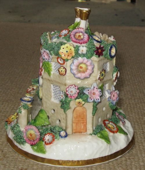 fig 1. RARE STAFFORDSHIRE PORCELAIN PASTILLE BURNER LORD DARNLEY'S COBHAM LODGE circa 1850