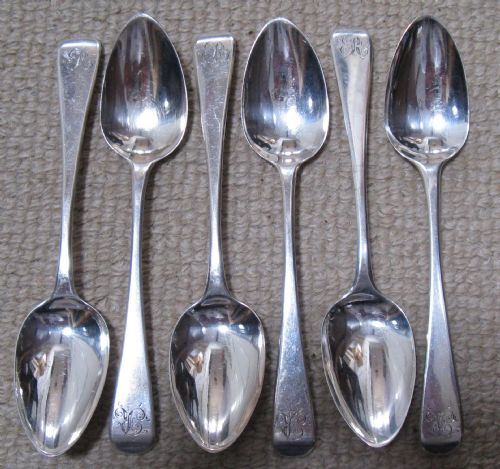 Set of 6 George III Silver Teaspoons Sarah & William Blake London 1813