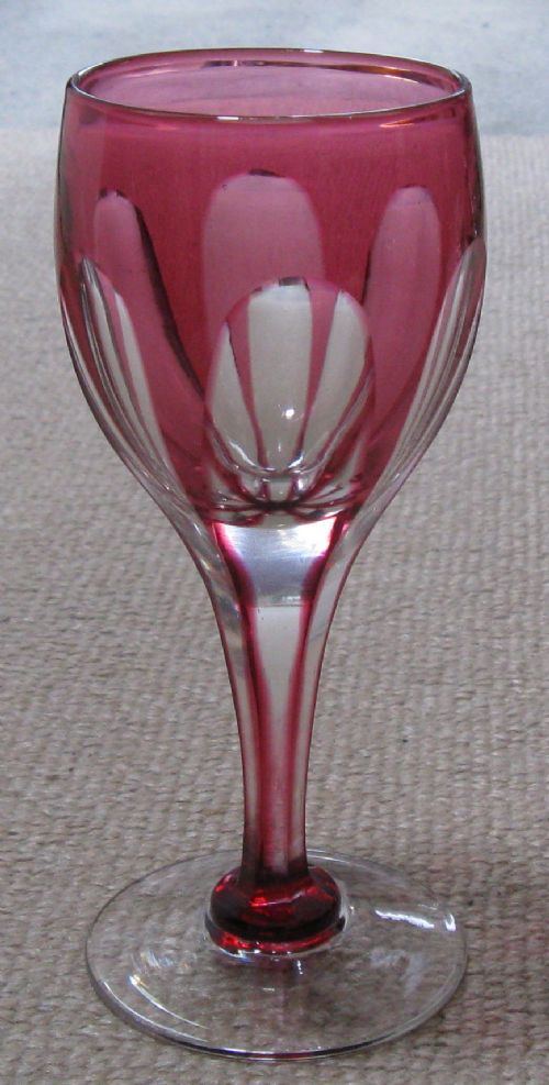 fig 1. FINE SET OF 6 VICTORIAN RED OVERLAY DRINKING GLASSES circa 1880