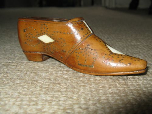 19th Century Treen Shoe Snuff Box