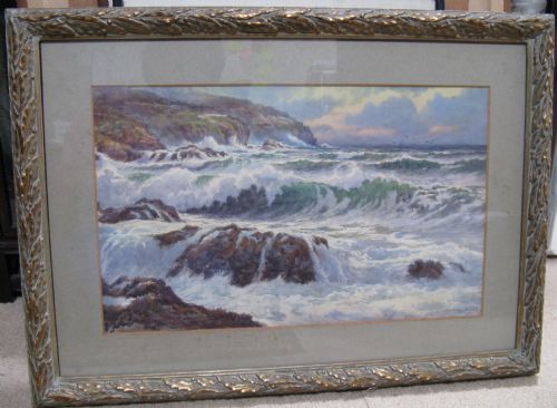 Douglas Pinder (1886-1949) Cornish Seascape Watercolour - Original Frame