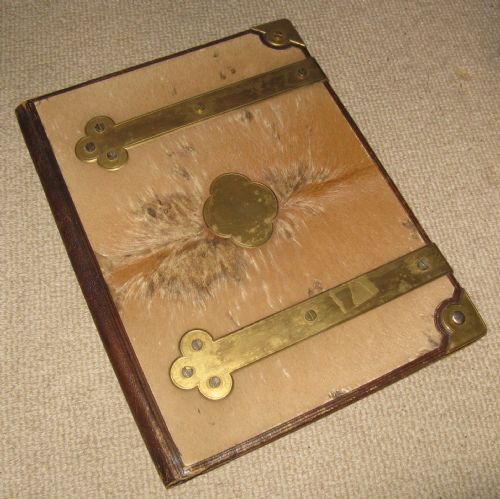 Victorian Hide & Ormolu Desk Blotter Circa 1860
