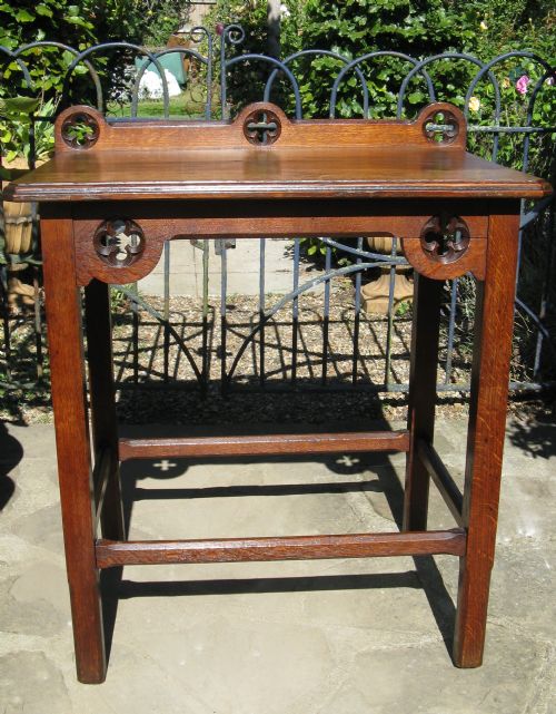 fig 1. GOTHIC REVIVAL CARVED OAK HALL TABLE c1910