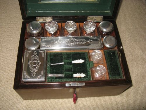 fig 1. VICTORIAN ROSEWOOD FITTED VANITY BOX circa 1860