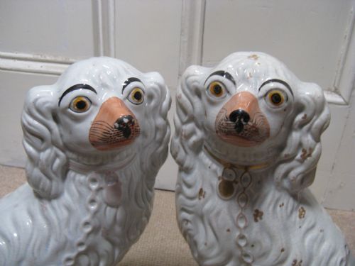 fig 1. PAIR OF STAFFORDSHIRE WHITE & GILT DOGS circa 1860