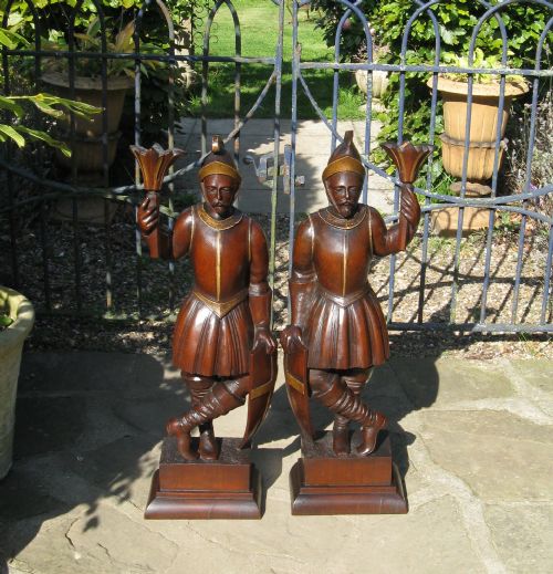 fig 1. PAIR OF UNUSUAL CARVED OAK SOLDIER FIGURES C1880