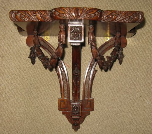 Edwardian Mahogany Wall Bracket with Carved Swags Circa 1910