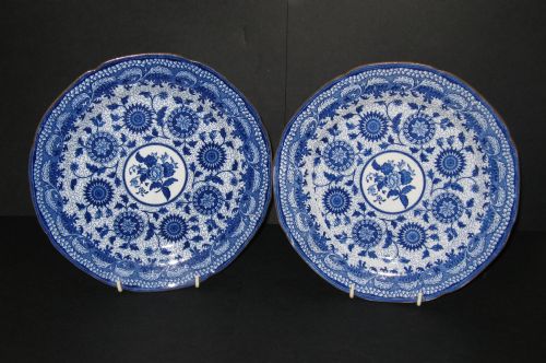 Pair of Blue & White Transfer Printed Plates C1820