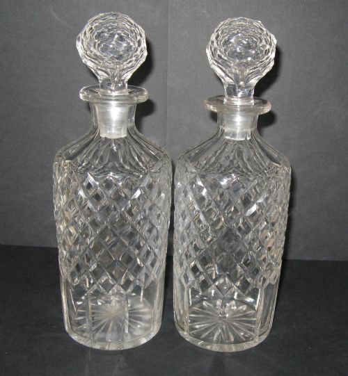 Pair of Victorian Cut Glass Decanters C1880