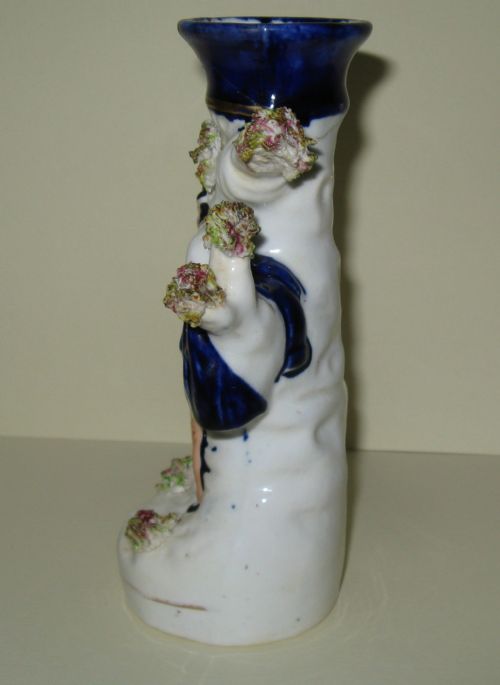 fig 1. RARE STAFFORDSHIRE CRICKETER SPILL VASE - THE WICKET KEEPER c1860