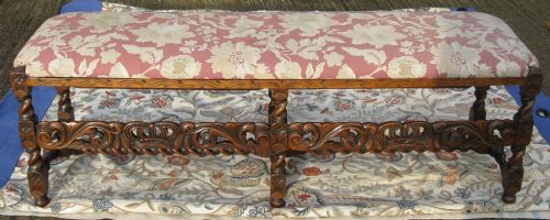 Window Seat Jacobean Style Carved Walnut C1920