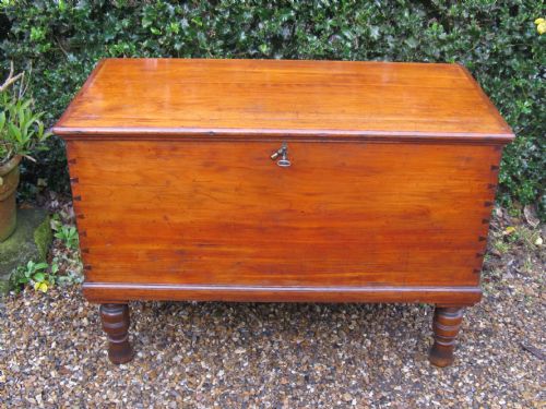 19th Century Cedar Wood Trunk with Brass Carrying Handles

