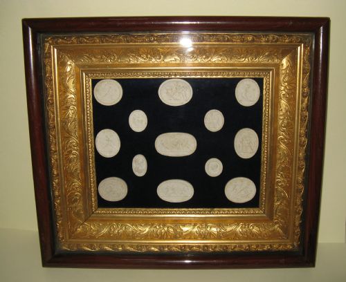 Collection of Classical Grand Tour Intaglios in Victorian Gilded Frame