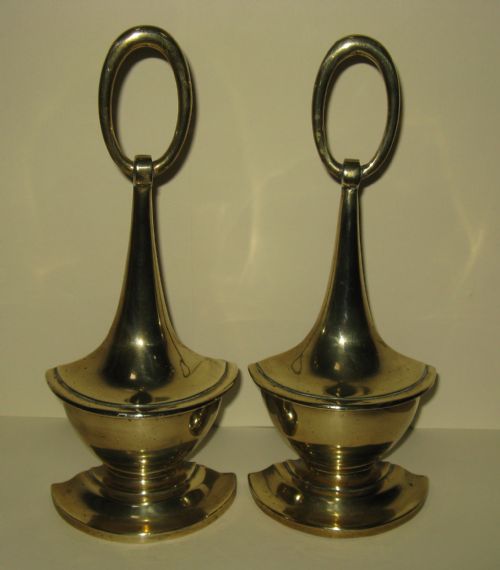Pair of Wm Tonks & Sons Weighted Brass Doorstops Design Registered 1887