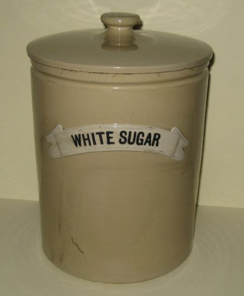 Large Denby Housekeeper's 'White Sugar' Storage Jar C1900