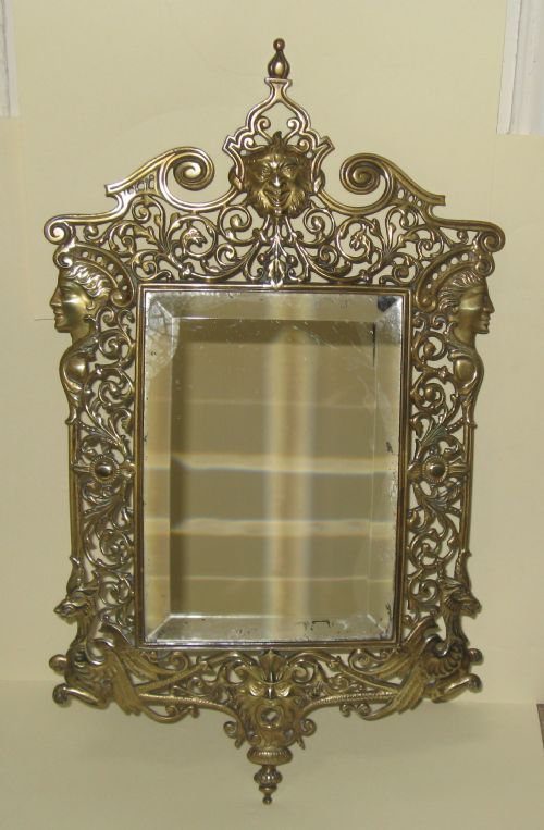 William Tonks & Son Pierced Brass Hanging Mirror - Design Registration 1880