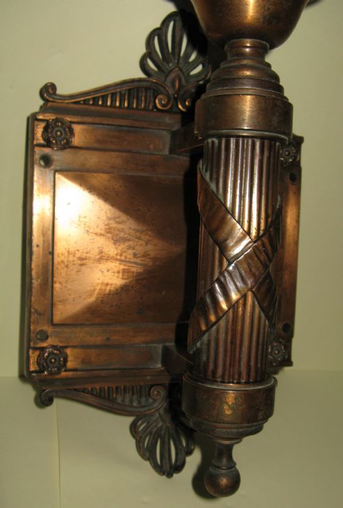 fig 1. EDWARDIAN COPPER FLAMING TORCH WALL LIGHT