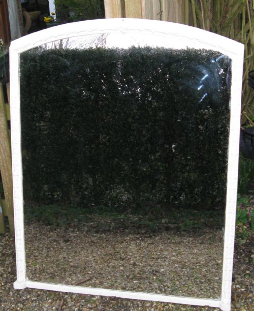 Large Victorian White Painted Overmantle Mirror - Acorn & Oak Leaf Detail C1880