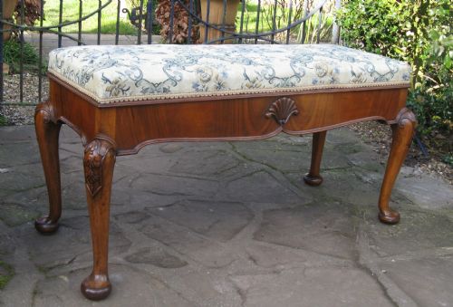 Walnut Cabriole Leg Duet Piano Stool C1920
