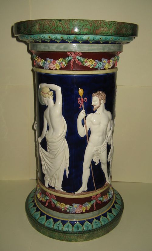 Fine Copeland Victorian Majolica Pedestal 1880
