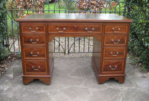 Edwardian Inlaid Mahogany Pedestal Desk C1910