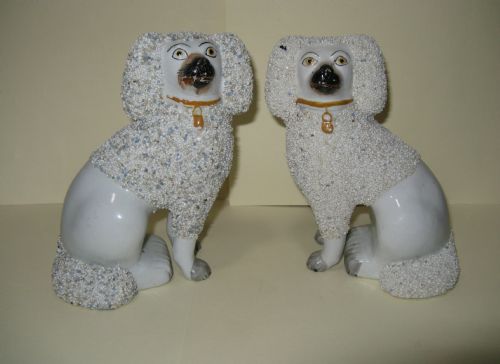 Charming Pair of Staffordshire Poodles Circa 1860