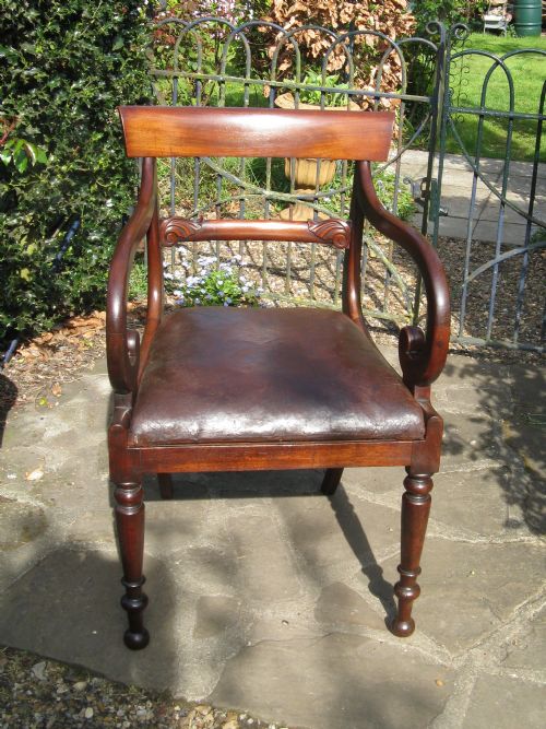 Scroll Arm Mahogany Desk Carver Chair C1840