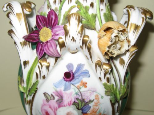 fig 1. ENGLISH PORCELAIN FLOWER ENCRUSTED VASE circa 1860
