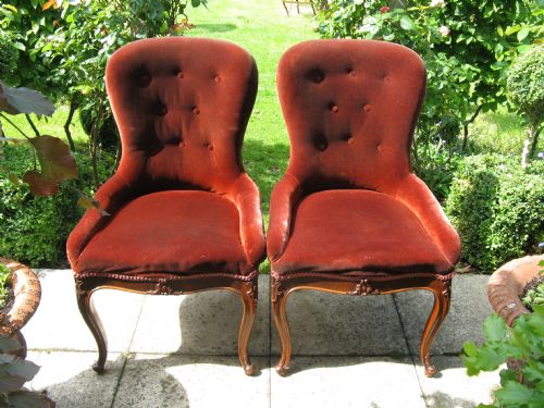 Pair of Victorian Mahogany Slipper Chairs C1860