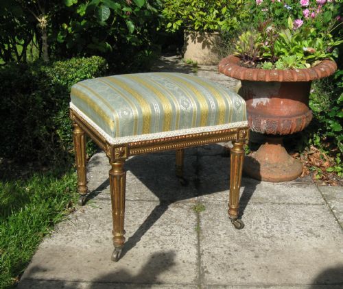 19th Century Gilt Stool on Horn Castors